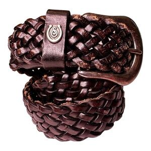 Vintage Brown Leather Braided Belt